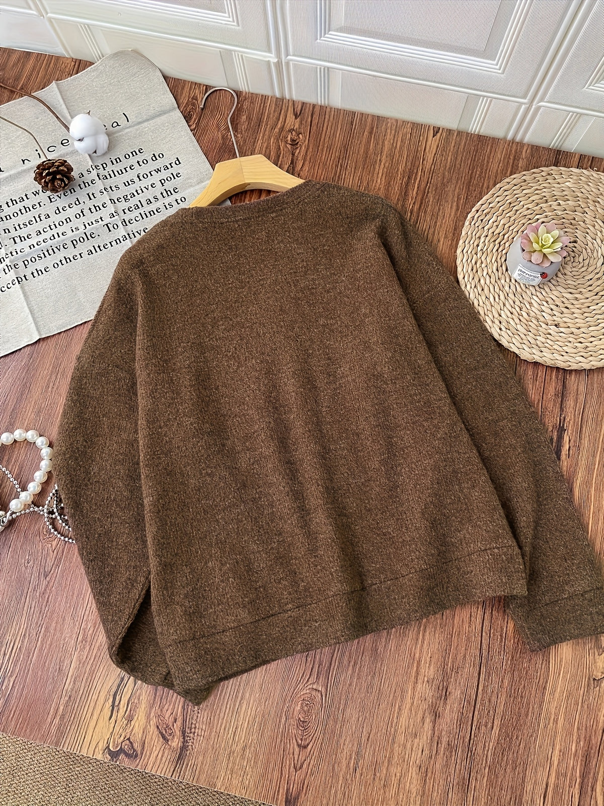 Women's Casual Long Sleeve Crew Neck Sweater for Fall Winter