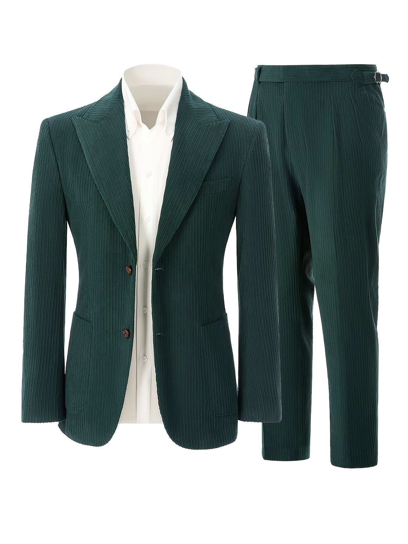 Men'S Navy Corduroy Blazer & Pants - Classic Notch Lapel, Casual Two-Piece Suit with Long Sleeves, Polyester Fabric, All-Season Wear, Casual Attire|Casual Style|Polyester Suit