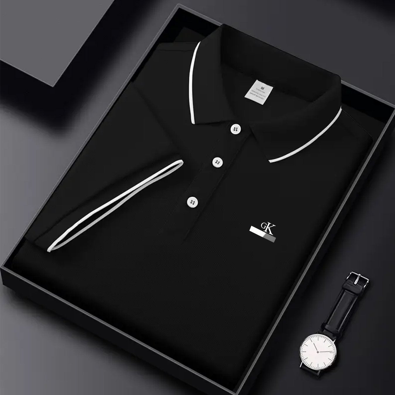 Y1013.46-30.48 cm Black, Navy Blue, Pink, And Beige, Featuring CKZM Graphic Prints, High-End Breathable Golf Shirts, Men'S Tops, Casual V-Neck T-Shirts for Men, Summer Short Sleeves, Men'S POLO Shirts, Men'S Clothing, with a - ayq