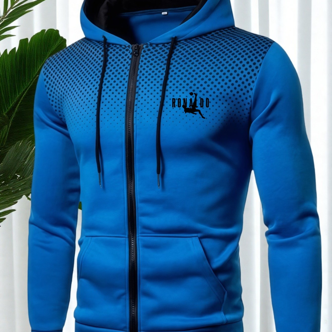 Men's Red Hooded Zip-Up Jacket with Logo Patch Pocket - Logo Personalization, Full-Zip Front Closure, Hooded Collar & Black Zipper - Casual Sportswear Winter Coat for Gym,, Streetwear () - Logo Printing Service, Mens Clothes,