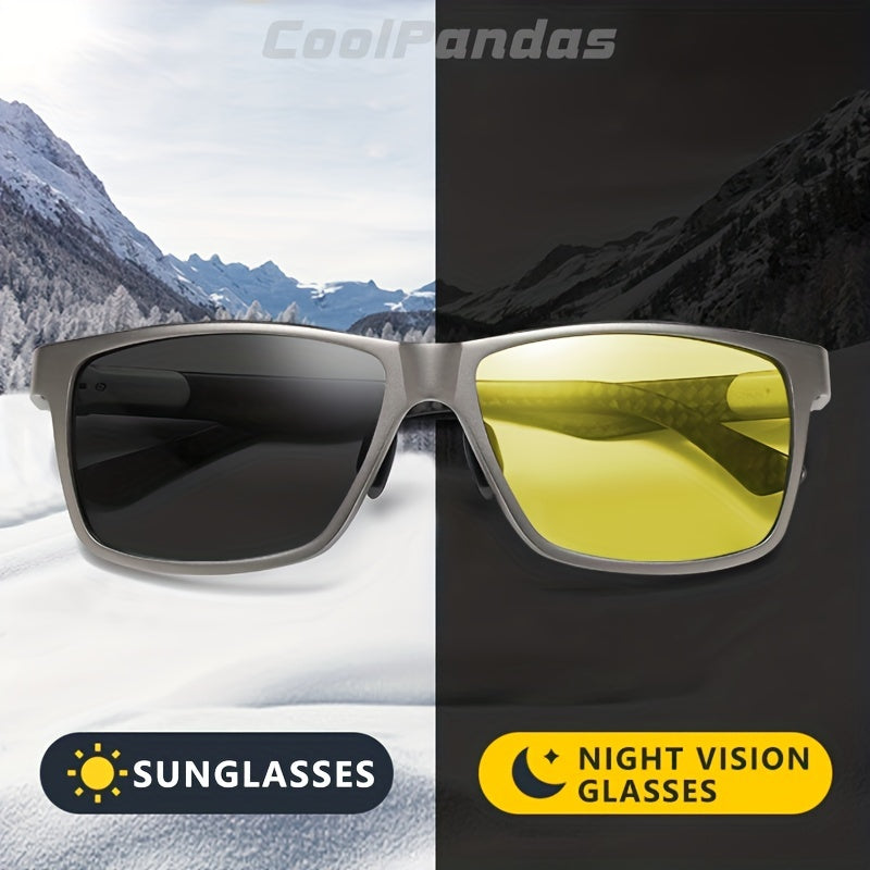 Photochromic Square Sunglasses for Men and Women - Day & Night Driving
