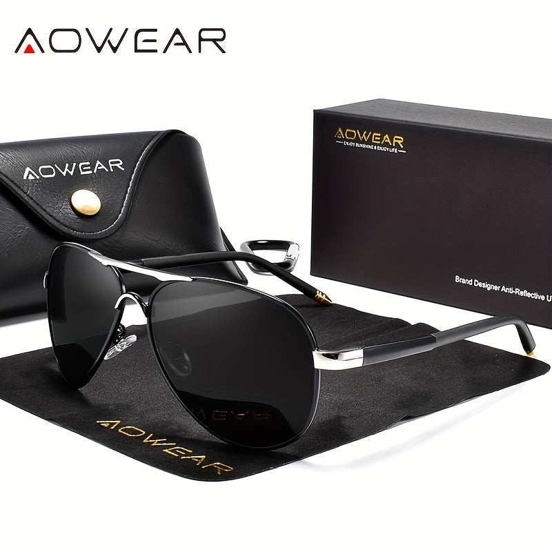 Men's Polarized UV400 Pilot Sunglasses with Mirror Lens