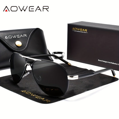 Men's Polarized UV400 Pilot Sunglasses with Mirror Lens