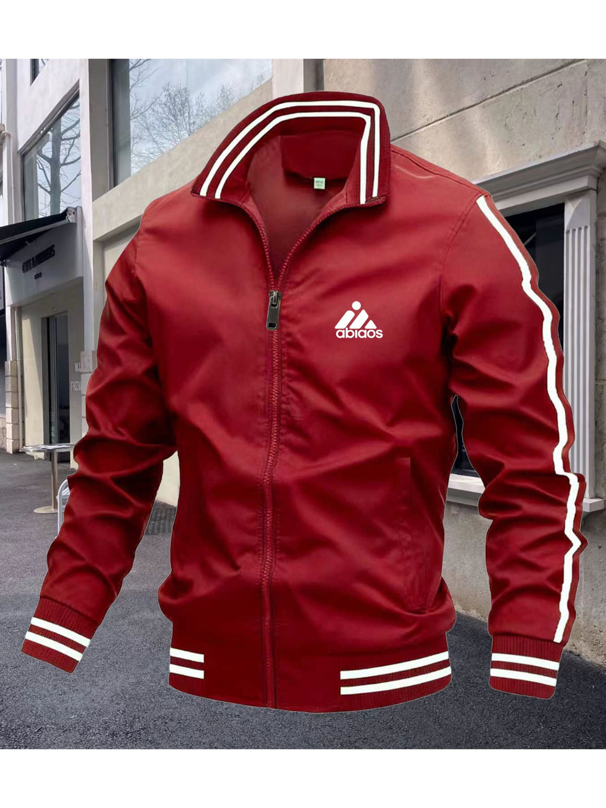 Men's Polyester Bomber Jacket with Sporty Zipper Design
