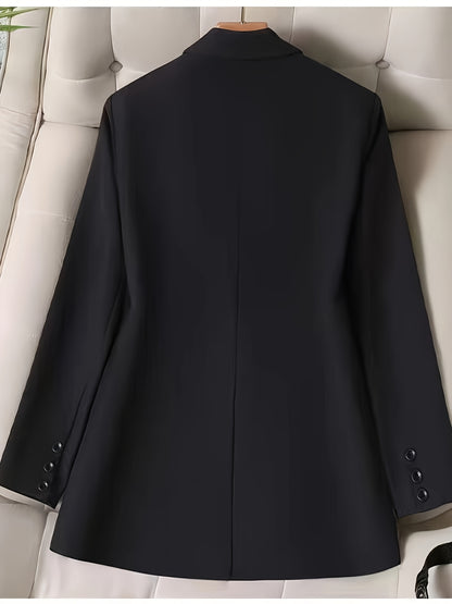 Կանացի շքեղ, առօրյա բլեյզեր՝ պոլիեսթերից, միագույն, երկար թևքերով, կոճակներով առջևի մասով և գրպաններով, ազատ չափսով, գարնանային/աշնանային բաճկոն, առօրյա հագուստի բաճկոն | մինիմալիստական ​​| մեկ օղակով բաճկոն