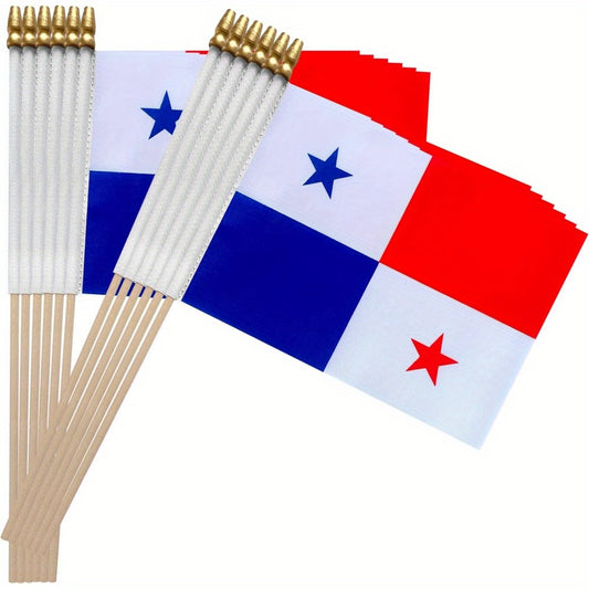 12pcs Mini Panama Handheld Flags 12.7x20.3 cm Polyester - ayq
