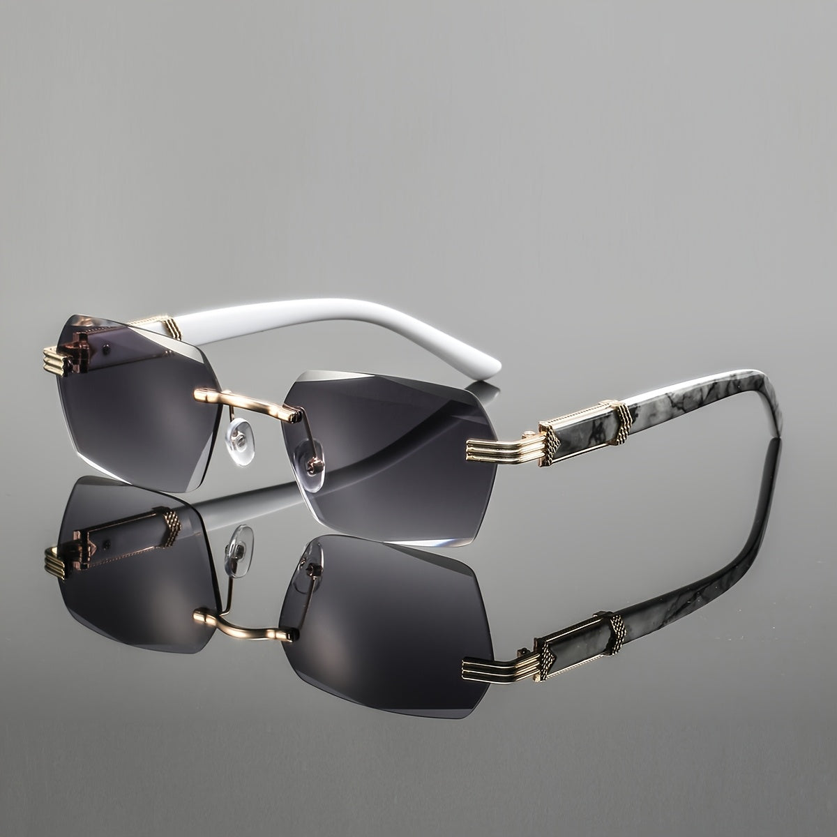 Men's Lightweight Metal Rimless Square Eyeglass Frames