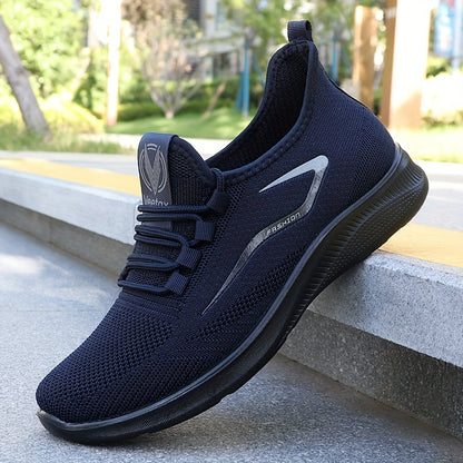 Solid Breathable Durable Sneakers For Outdoor Jogging - Men's Comfy Training Shoes