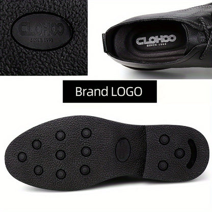 Men's Business Casual Brogue Lace-Up Shoes Cowhide Leather