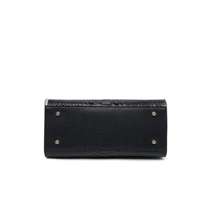 Women's Genuine Leather Snake Print Crossbody Bag - Elegant Tote