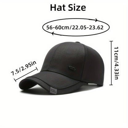 Fashion Classic Outdoor Sports Baseball Cap, Windproof Sun Protection Hat for Hiking, Fishing, Business Casual Travel - All-Season Polyester with Buckle Closure, Hand Wash Only