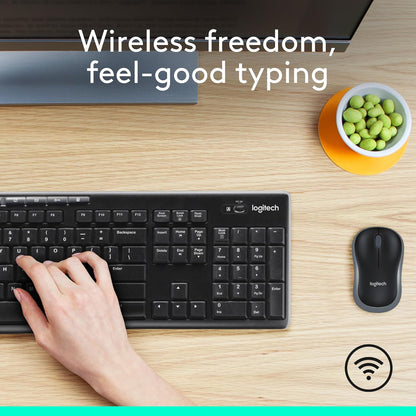 Logitech MK270 Wireless Keyboard and Mouse Combo for Windows, 2.4 Ghz Wireless, Compact Mouse, 8 Multimedia and Shortcut Keys, for PC, Laptop - Black