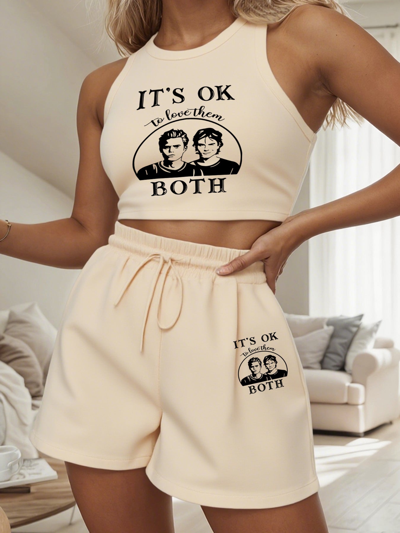 Women’s Casual Sleeveless Crop Top & High-Waisted Shorts Set