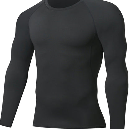 [Formfitting Shirt] Elite Athletic երկարաթև կոմպրեսիոն վերնաշապիկ - բարձր ձգվող, շնչող պոլիեսթեր և սպանդեքս խառնուրդ, պարանոցի պարանոց, անտեսանելի - իդեալական մկանային խմբերի պաշտպանության համար, մեքենայով լվացվող - կապույտ, մարզասրահի հագուստ