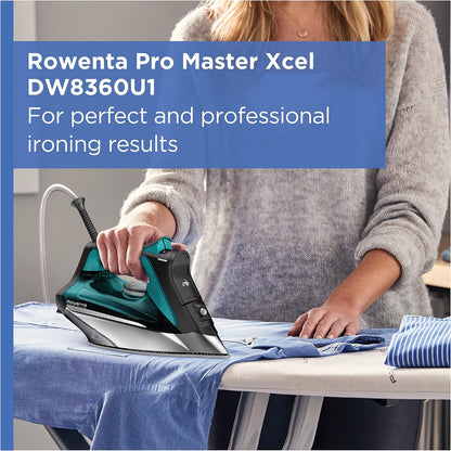 Rowenta, Iron, Pro Master Stainless Steel Soleplate Steam Iron for Clothes, 210 G/Min, 400 Microsteam Holes, 1775 Watts, Auto-Off, Ironing, Green Clothes Iron, DW8360