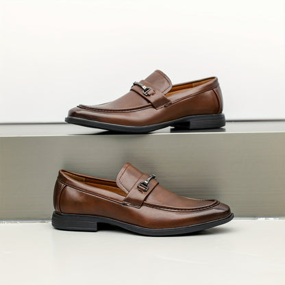 Men's Classic Metal Buckle Slip-On Loafers for All Seasons