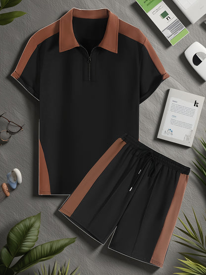 Men's Summer Business Casual Two-Piece Polo and Shorts Set