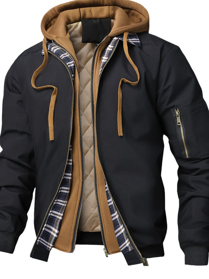 Men's Preppy Hooded Jacket Casual Spring Autumn Outerwear