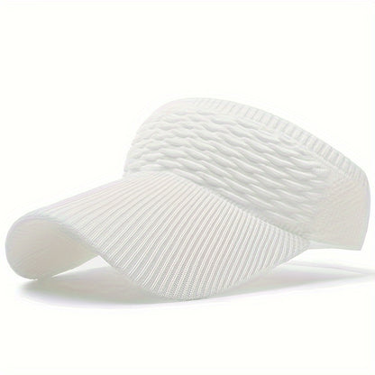 Casual Elastic Knitted Cap, Breathable Women's Empty Top Sunshade Hat For Outdoor Sports And Sun Protection