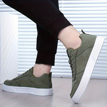 Men's Plus Size Breathable Casual Sneakers - Versatile All-Season Green Skate Shoes with Soft PU/PVC Sole, Lace-Up, Round Toe Design for Business & Social Events