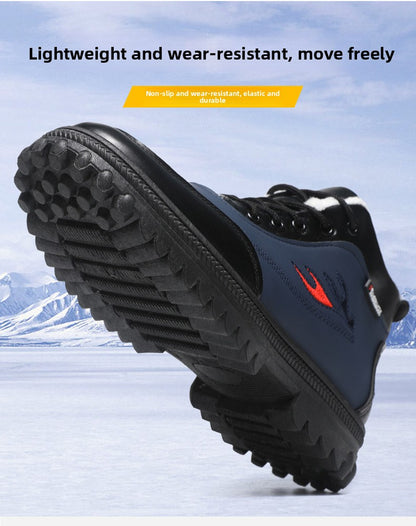 Men'S Winter Fashion Non-slip Snow Boots | High-Top, Thickened, Casual, Microfiber Upper, Rubber Sole, Lace Closure
