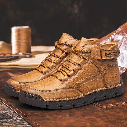 Men's Casual Mid-Top Sneakers with Rubber Sole and Lace-Up Design
