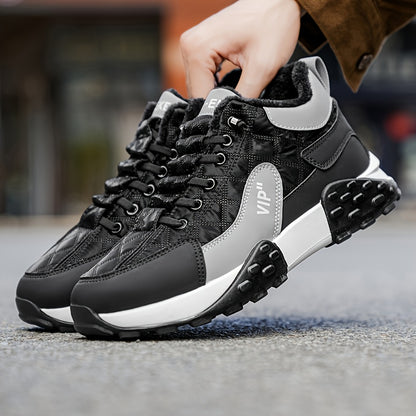 Men'S Stylish Winter Sports Shoes - in And Navy Blue, Featuring Lace-Up Ankle Boots, Thick PVC Soles, Upper Material, Breathable Fabric Lining, Perfect for Casual Wear Throughout The Seasons, Ideal Winter Boots for Men, Fashi