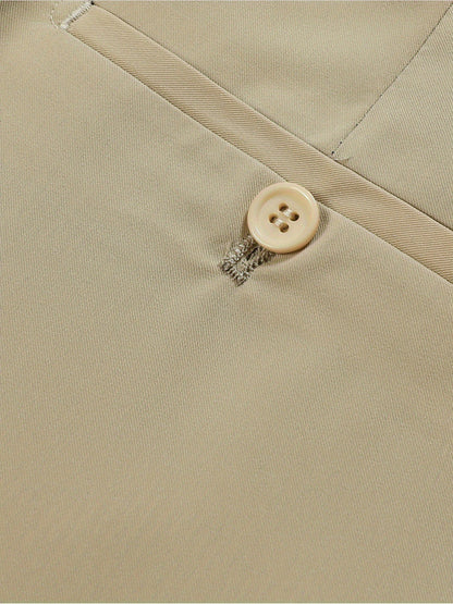 Men'S Solid Color Straight Leg Casual Business Casual Pants, Regular Length, Slight Stretch Polyester Fabric, with Pocket, for Spring/Fall