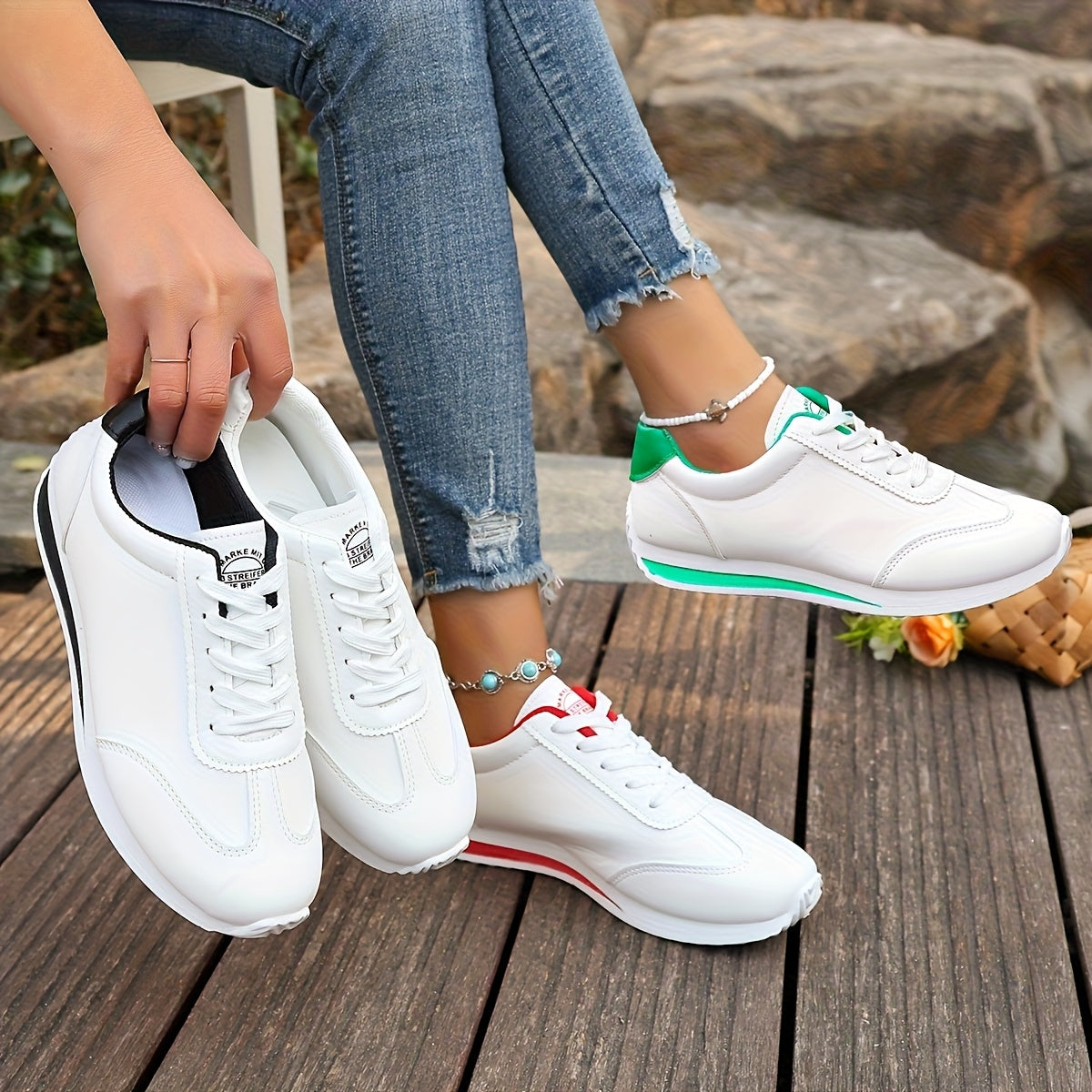 Women's Low-Top Sporty Sneakers with EVA Cushioned Sole