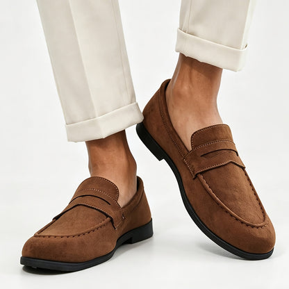 Men's PU Slip-On Loafers with Thick Sole and Round Toe