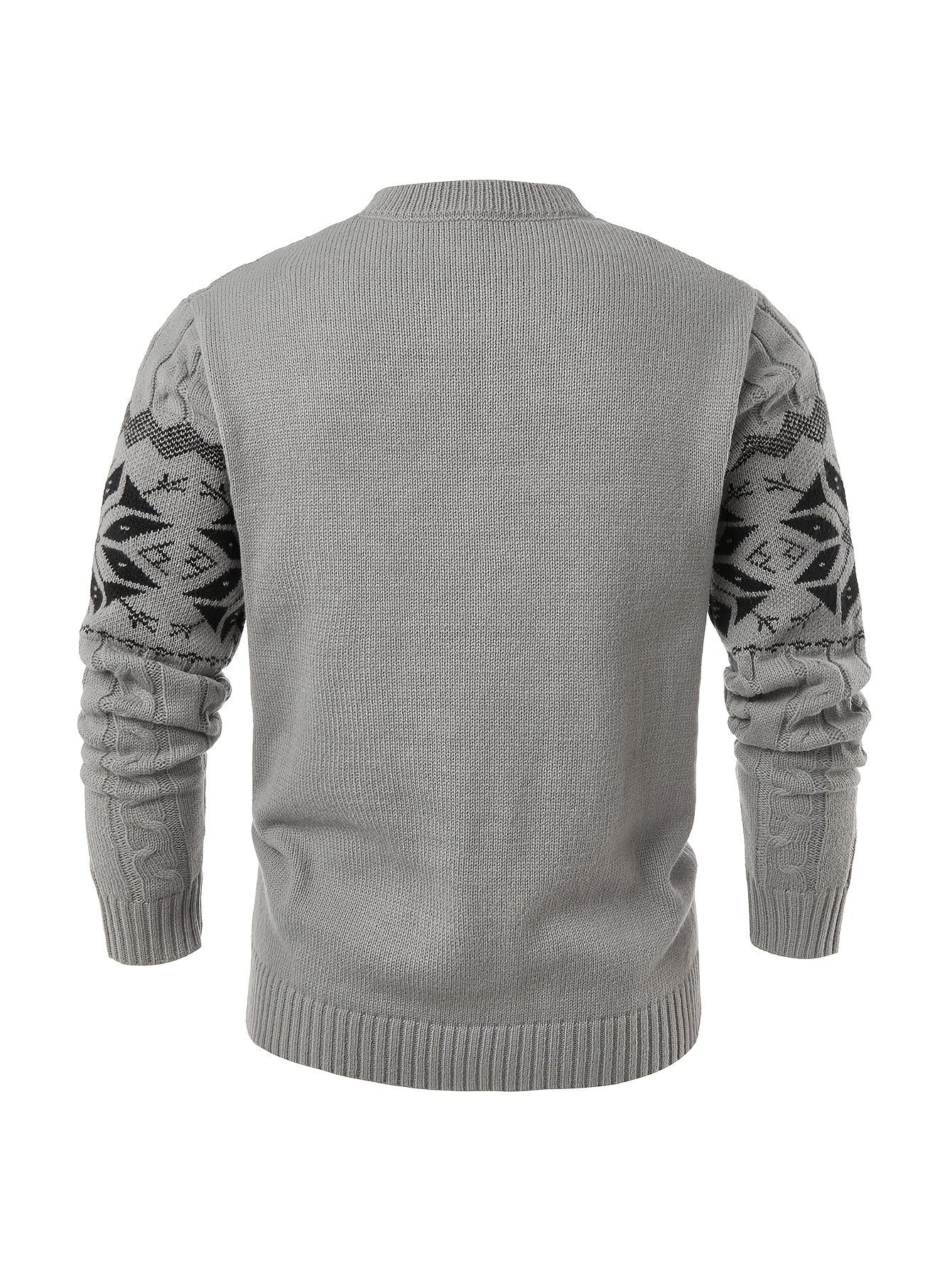 Men's Slim-Fit Cable Knit Sweater - Winter Warm Pullover with Geometric Corduroy Clasp (Adjustable Rope), Round Neck Long Sleeve Casual Sweating for Fall/Winter Layering - Hand Washable Knitwear for Smart-Casual Outfits (Not