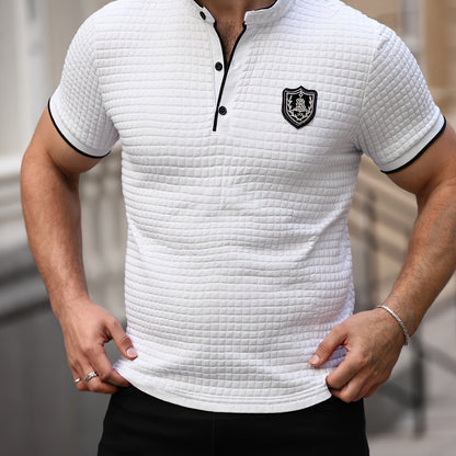 Men's Lightweight Moisture-Wicking Short Sleeve Shirt - Breathable Stretch Fabric, Henley Neck Casual Button-Up for Gym, Summer Outings & Parties (White) - ayq