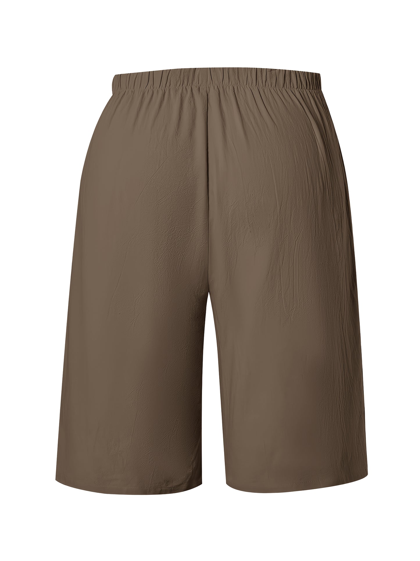 Women's Casual Solid Color Polyester Shorts with Faux Drawstring