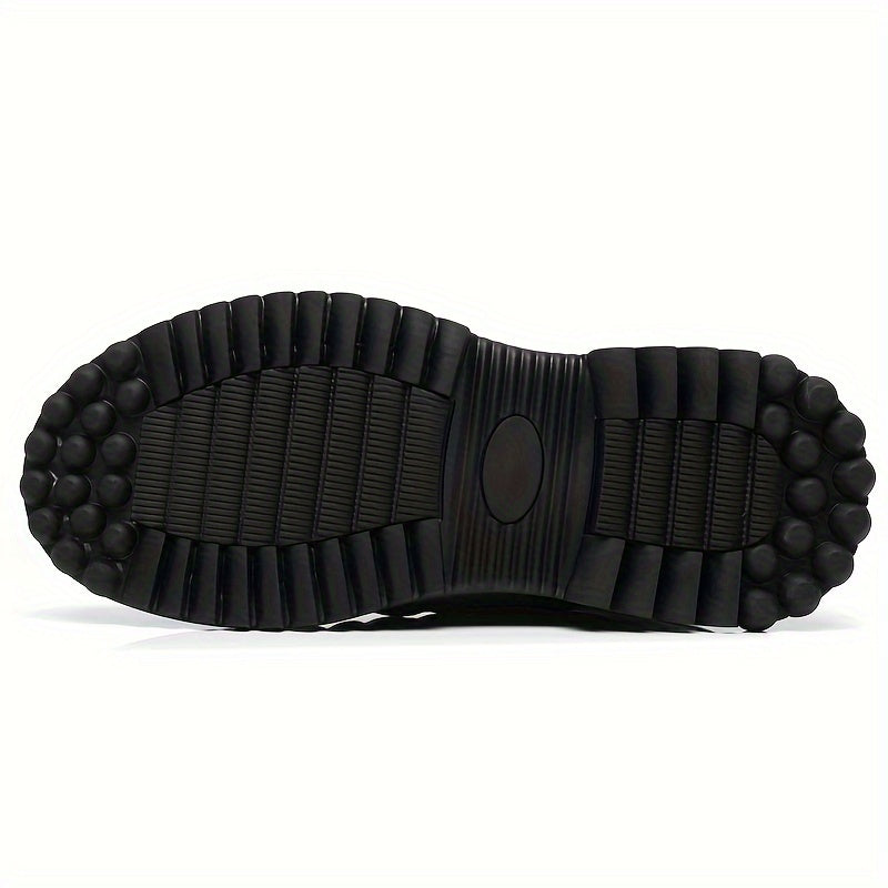 Men's Slip-On Ankle Snow Boots with Plush Lining & Thick Rubber Sole - Thermal Insulated Winter Boots, Microfiber Upper, Cushioned PU Insole, Solid Color Design for Cold Weather, Winter Shoes