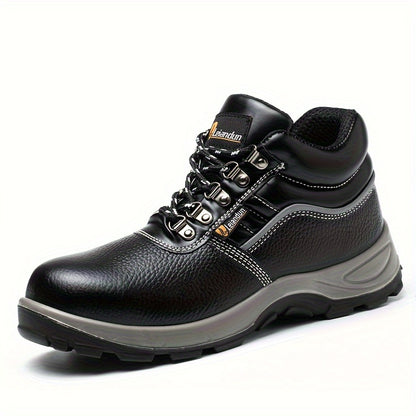 Reinforced Anti-Puncture & Anti-Smashing Safety Work Boots for Men - Heavy-Duty Steel Toe Cap, Anti-Piercing Cushioned Insole, PU Upper & Lining, All-Terrain Traction - Winter/Spring/Fall Construction/Industrial/Construction/