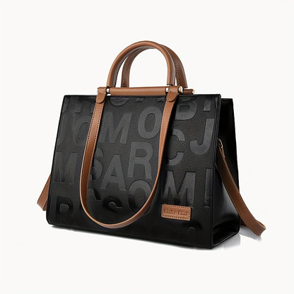 Women's Large Capacity Minimalist Black PU Crossbody Bag