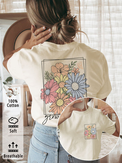 Women's Casual Cotton Graphic Crew Neck T-Shirt for Spring & Summer