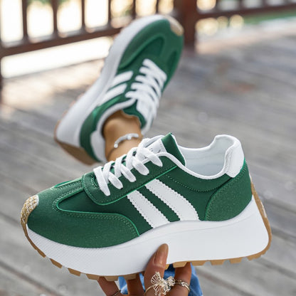 Women's Casual Low-Top Platform Sneakers with PVC Sole