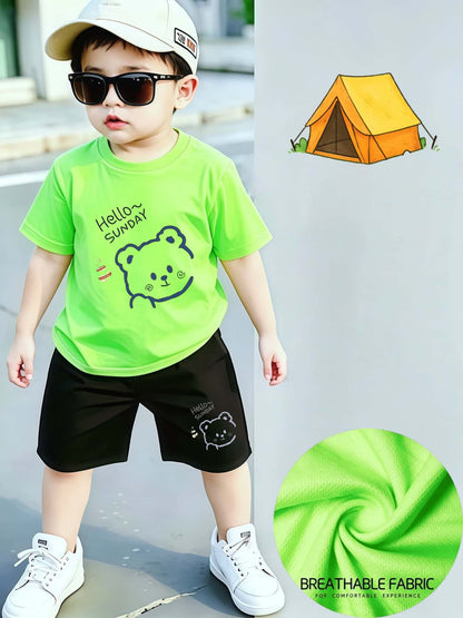 Casual Quick-Dry Two-Piece Bear Outfit for Baby Boys - ayq