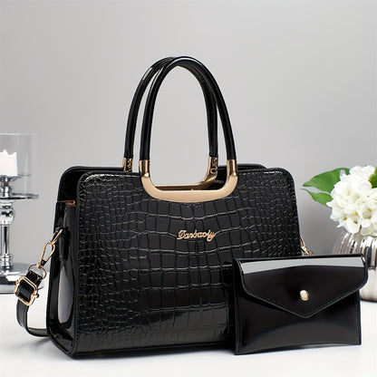 Նոր 2025 թվականի նորաձև կոկորդիլոսի նախշերով դաջված կանացի ձեռքի պայուսակ, ոճային փայլուն, թեթև, շքեղ մայրիկի պայուսակ