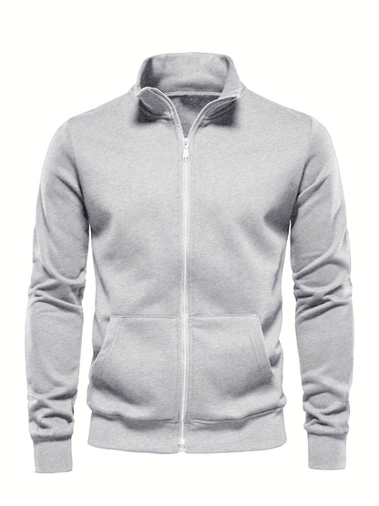 Men'S Lightweight Breathable Zip-Up Jacket - Casual Outdoor Windbreaker with Kangaroo Pocket, Soft Shell Design for Hiking, Fishing, Gym & Streetwear - Spring/Fall Layering Essential, Fishing Attire, Stylish Stand Collar, Dur