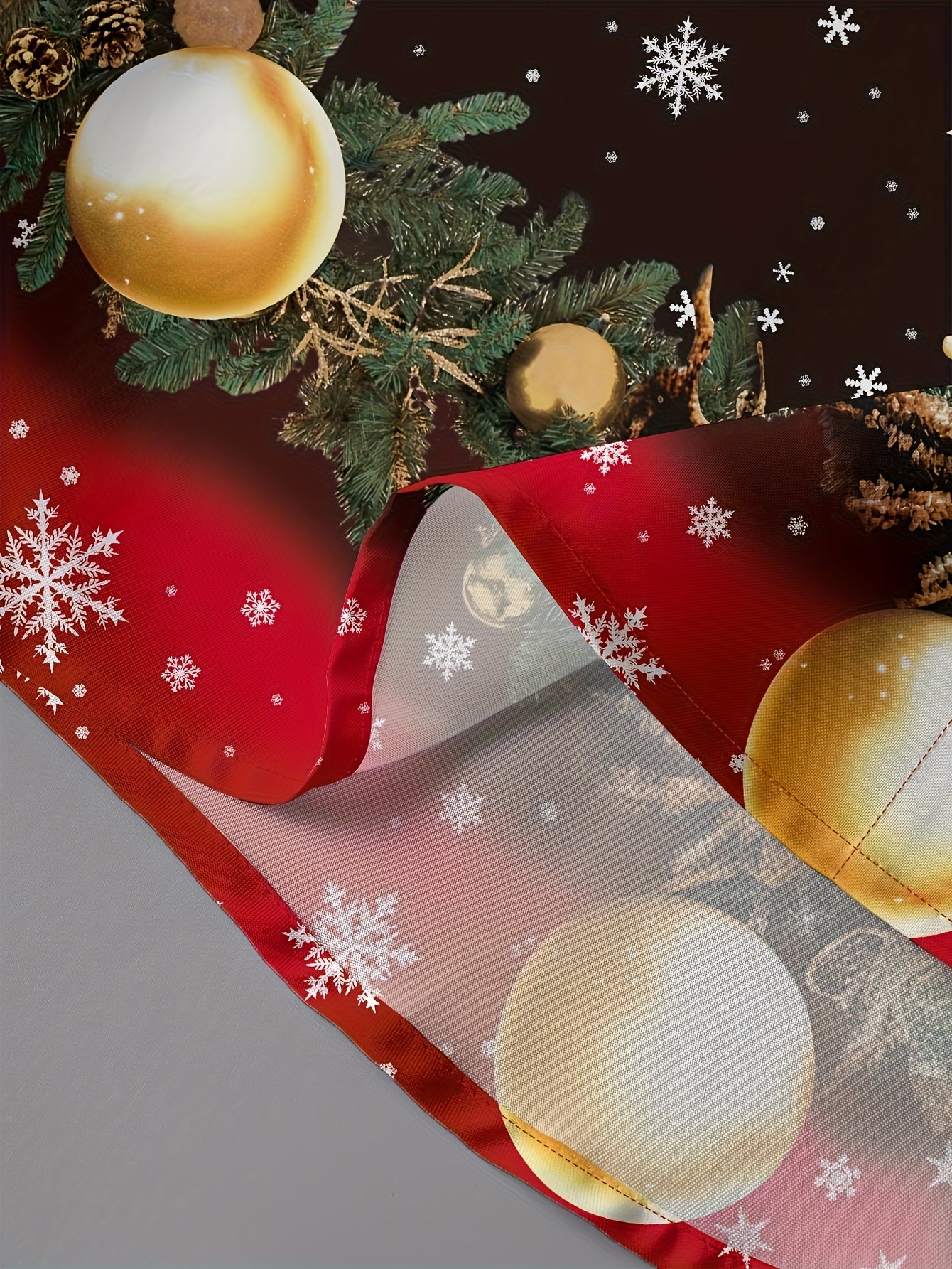 Men's Christmas Party Shirt with Red & Black Snowflake Pine Tree Print - Golden Button-Front Long Sleeve Dress Shirt, Stand Collar Casual Blazer-like Top for Holiday Events, Winter Celebrations & Xmas Gatherings (Machine Wash