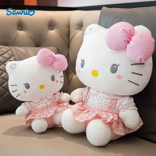 A Sanrio Hello Kitty Plush Toy - a Cute Polyester-Filled Animal with a Pink Bow, Perfect for Birthday, Christmas, Thanksgiving, And Party Gifts, Cartoon Doll, Birthday Present | Playful Design | Soft Texture, Suitable for Hel