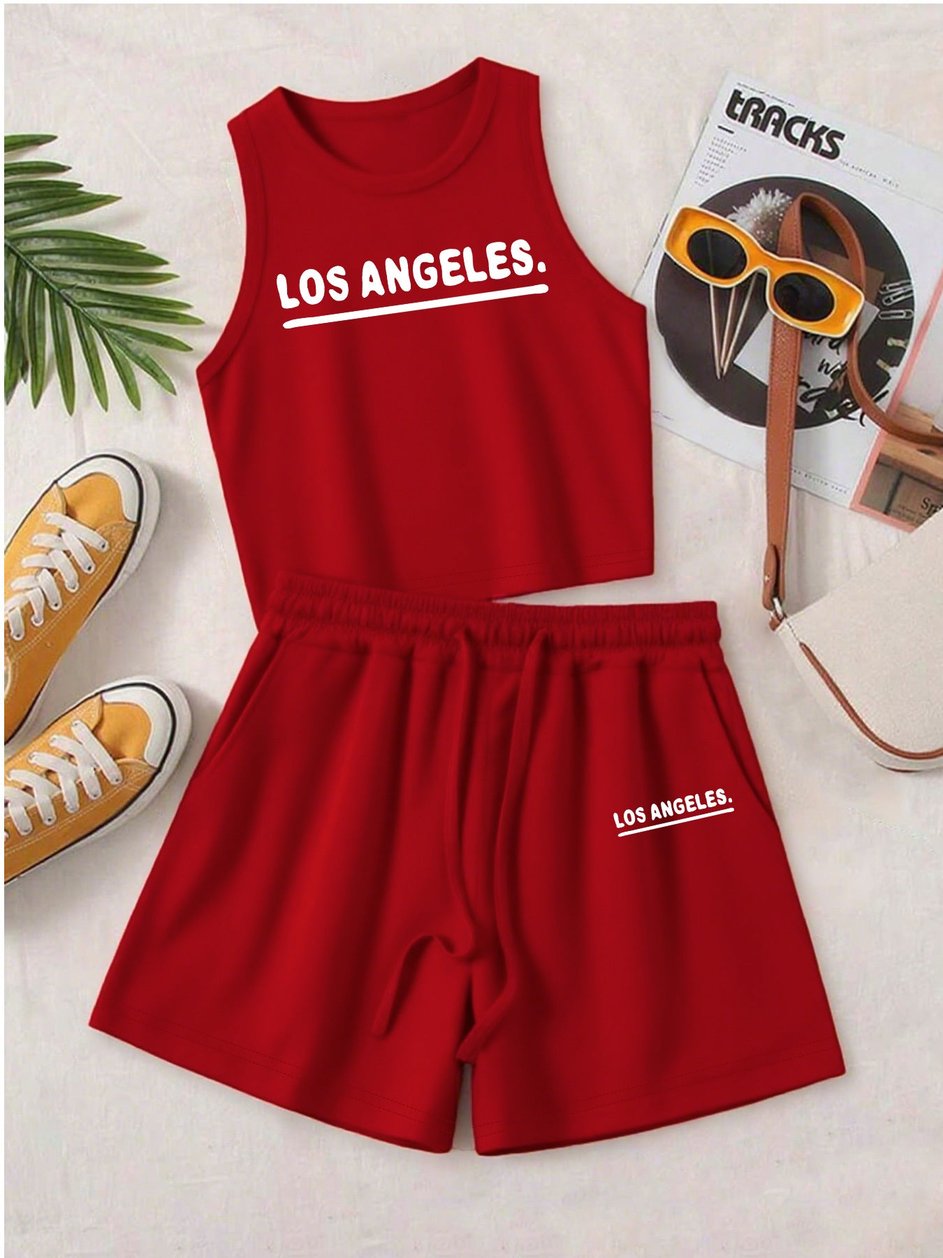 Casual Women's Two-Piece Vest and Shorts Set with Pattern
