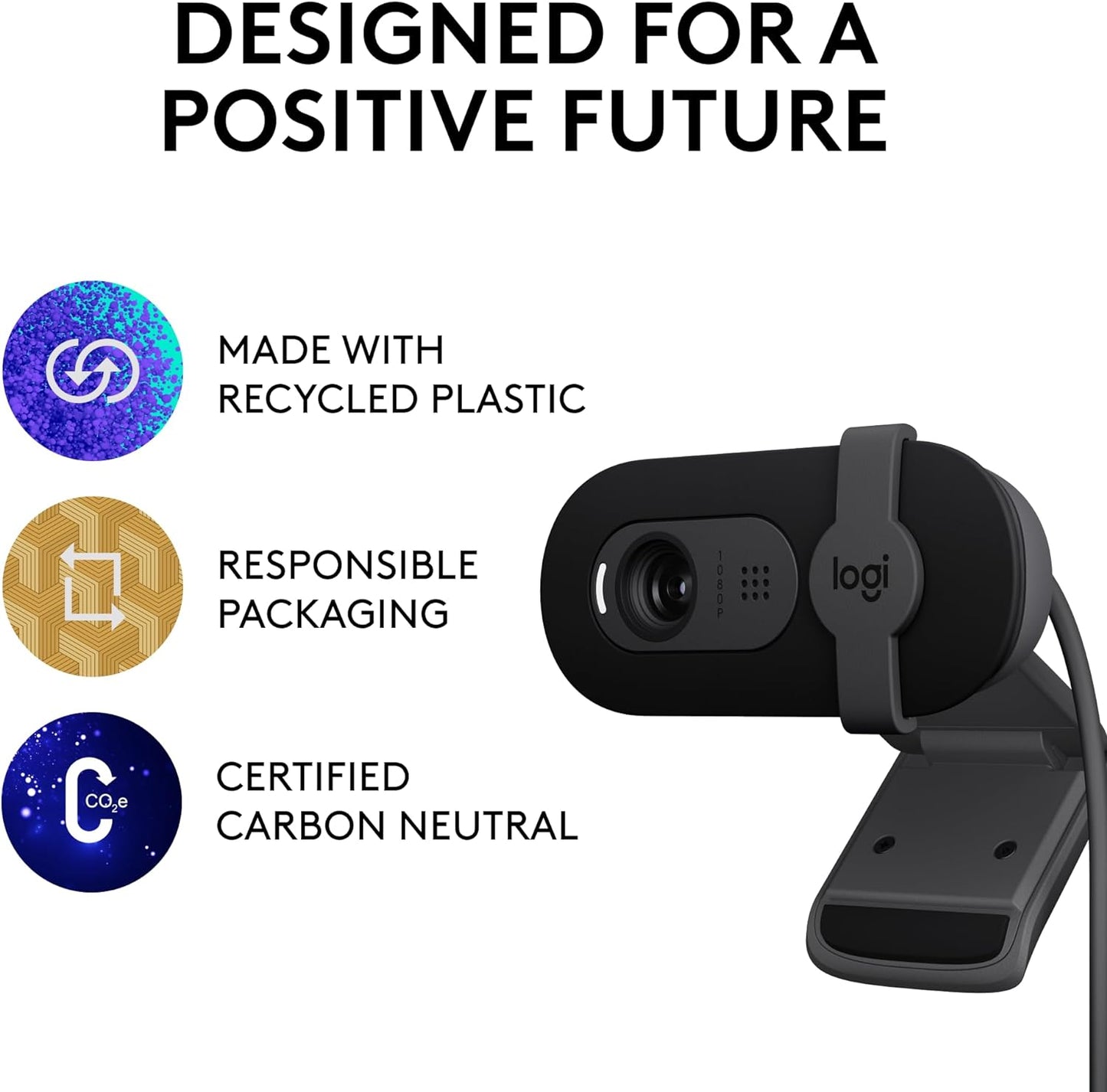 Logitech Brio 101 Full HD 1080P Webcam Made for Meetings and Works for Streaming — Auto-Light Balance, Built-In Mic, Privacy Shutter, USB-A, for Microsoft Teams, Google Meet, Zoom, and More - Black
