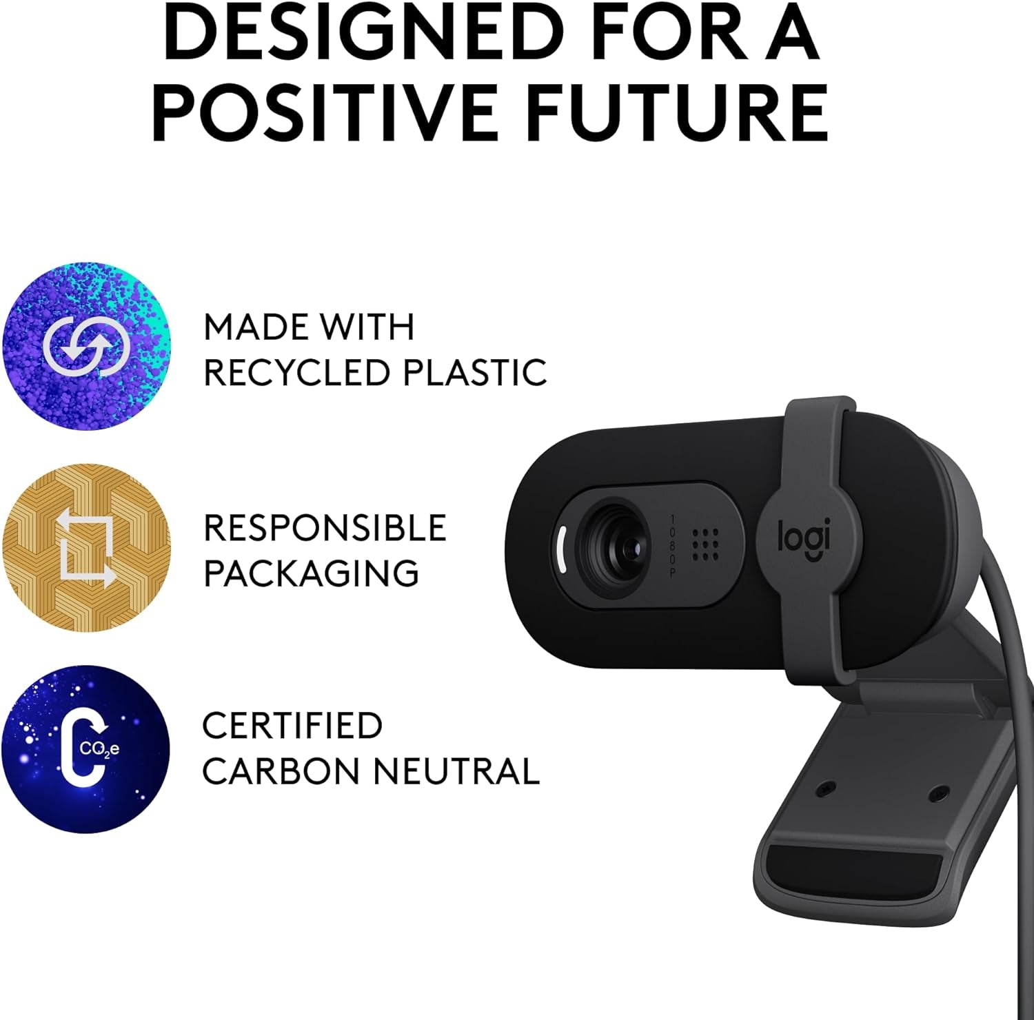 Logitech Brio 101 Full HD 1080P Webcam Made for Meetings and Works for Streaming — Auto-Light Balance, Built-In Mic, Privacy Shutter, USB-A, for Microsoft Teams, Google Meet, Zoom, and More - Black