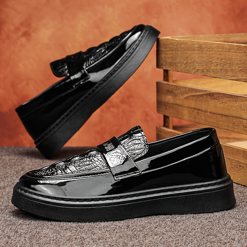 Men's Black PU Leather Casual Business Lace-Up Shoes
