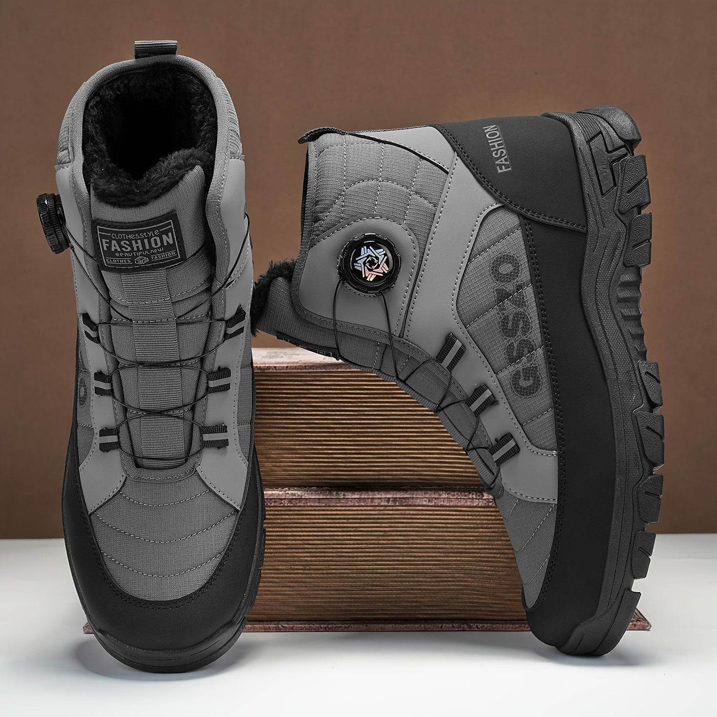 GSSZO Men's High-Top Hiking Boots with Height Increase - Slip-Resistant & PVC Sole, - -Terrain Boots Suitable for Urban Streetwear, Outdoor Trekking, Heavy-Duty Wear - Comfortable & Durable (Year-Round Use)