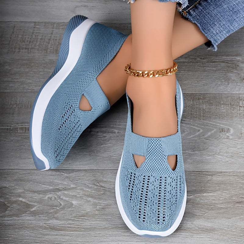 Women’s Lightweight Knit Sneakers with Cut-Out Design, All-Season