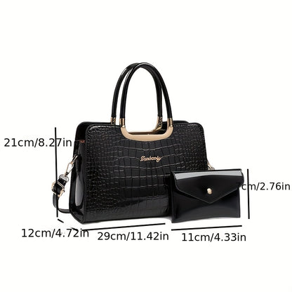 Նոր 2025 թվականի նորաձև կոկորդիլոսի նախշերով դաջված կանացի ձեռքի պայուսակ, ոճային փայլուն, թեթև, շքեղ մայրիկի պայուսակ